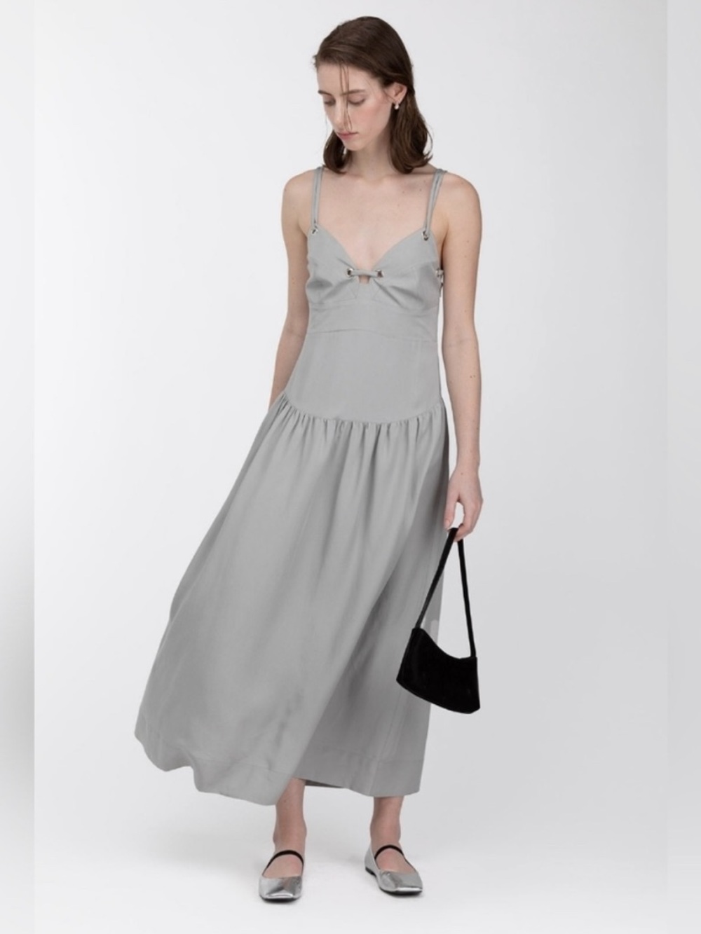 Oak + Fort Drop Waist Corset Midi Dress | Size L NWT